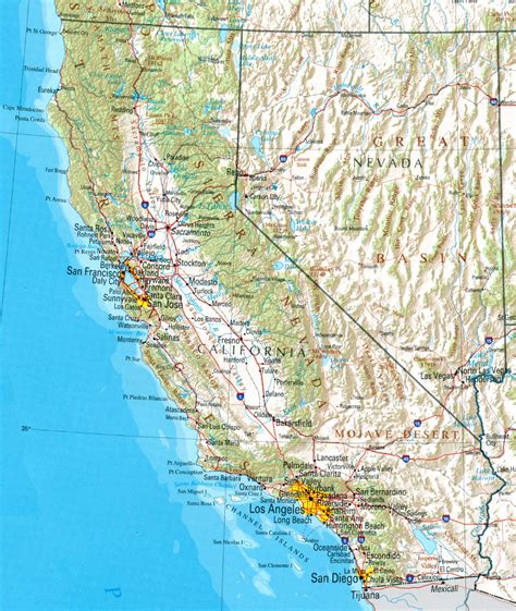 geography map  california area pictures california map cities town pictures