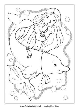 mermaid colouring page
