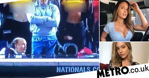 baseball loving models banned for flashing breasts for