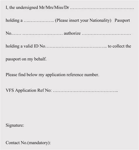 Sample Authorization Letter Template Format For Passport