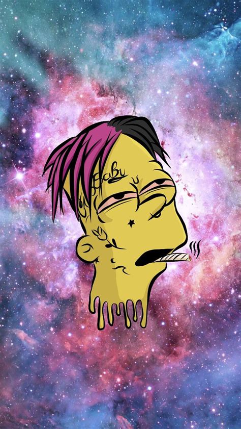 Lil Peep Bart Simpson Cartoon Iphone Wallpaper Rapper