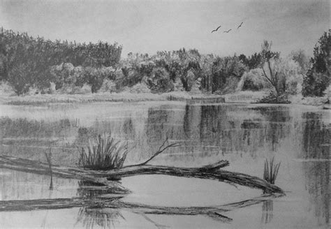 draw reflective water landscape drawings drawing scenery
