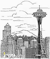 Skyline Seattle City Coloring Pages York Drawing Divyajanani Washington State sketch template