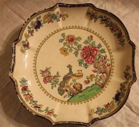 antique copeland late spode bowl pattern  peacock  diameter