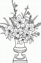 Vase Flowers Coloring Drawing Flower Colour Clipart Pages Line Getdrawings Popular Library Cliparts sketch template