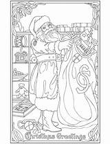 Coloring Pages Christmas Vintage Santa Adult Books Printable Dover Book Publications Sheets Doverpublications Clause Color Freebie Colouring Stamping Greetings Adults sketch template