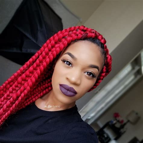 40 red box braids styles for every occassion