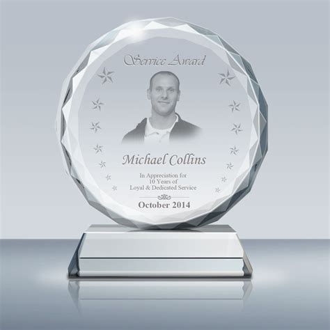 years  service award plaque crystal sunflower plaque  goodcount  crystal etching