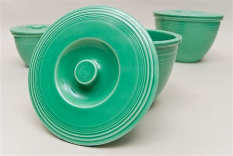 vintage fiesta nesting bowl lid number  green fiestaware mixing