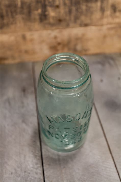 antique mason jar patent nov   embossed vintage clear mason glass quart canning jar