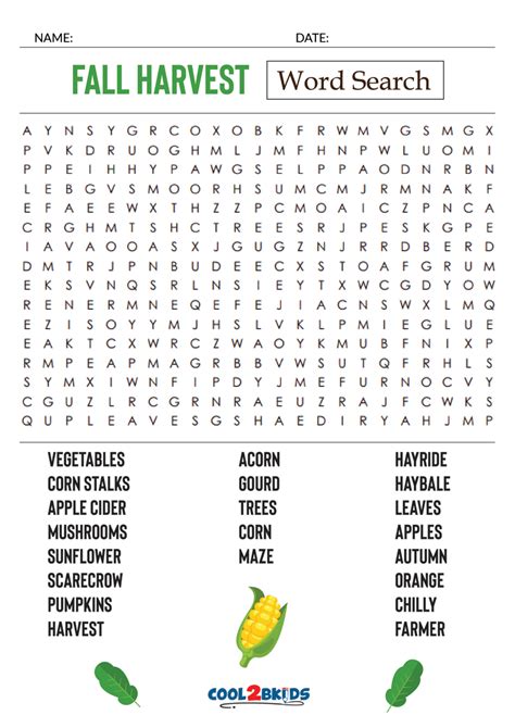 printable fall word search coolbkids