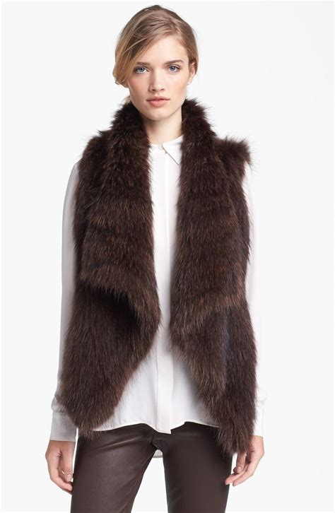 vince brown genuine raccoon fur vest brown fur vest outfit brown fur vest faux fur vests outfits