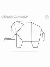 Origami Coloring Pages Elephant Animal Mrprintables Animals sketch template