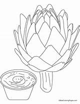 Coloring Artichoke Pages Dipping Sauce Getdrawings Drawing sketch template