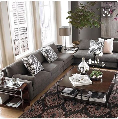 future living room gray couches dark  tables grey sofa living