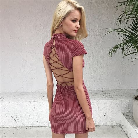 Fashion Sexy Backless Women Summer Dress High Waist Wrapped Tight