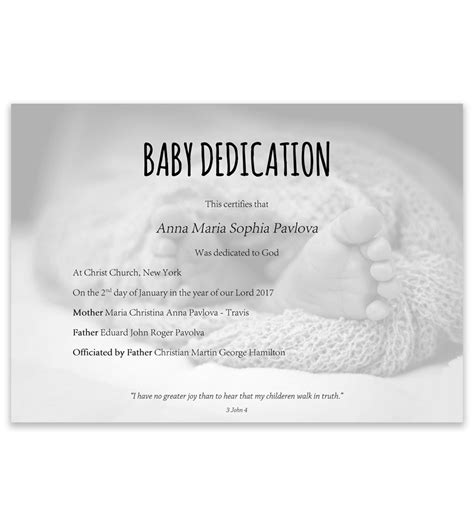 baby dedication certificate template  word  printable