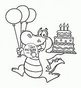 Coloring Birthday Happy Pages Alligator Cake Kids Choose Board Holiday Swim sketch template