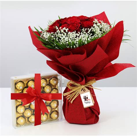 Redish Choco Bouquet Red Roses Chocolate T Dubai Uae