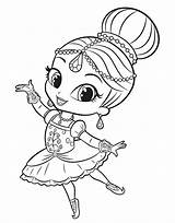 Shimmer Shine Ballerina Scribblefun Magical Leah Princesa Princesas Infantis Bord Maja sketch template