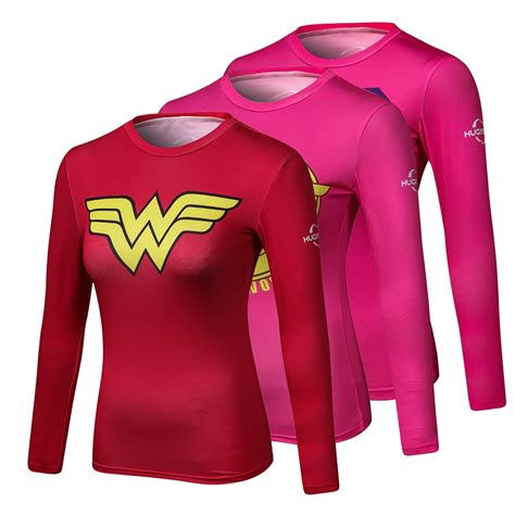superhero wonder woman compression shirt crossfit long sleeve t shirt