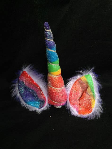 sparkly lolly pop rainbow unicorn horn ears  namelessforest