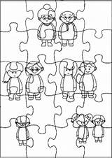 Family Puzzles Jigsaw Coloring Theme Kids sketch template