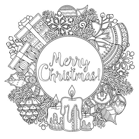 coloriage circulaire merry christmas noel coloriages difficiles