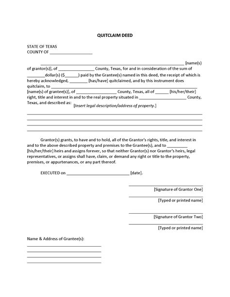 texas quit claim deed form deed forms deed forms