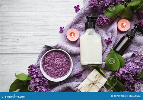 spa setting  lilac flowers stock image image  cosmetic flower