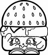 Coloring Hamburger Sad Shopkins Pages Cartoon Wecoloringpage Donut sketch template