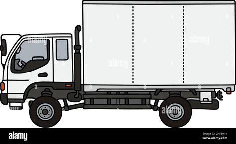 hand drawing   white small delivery truck stock vector image art