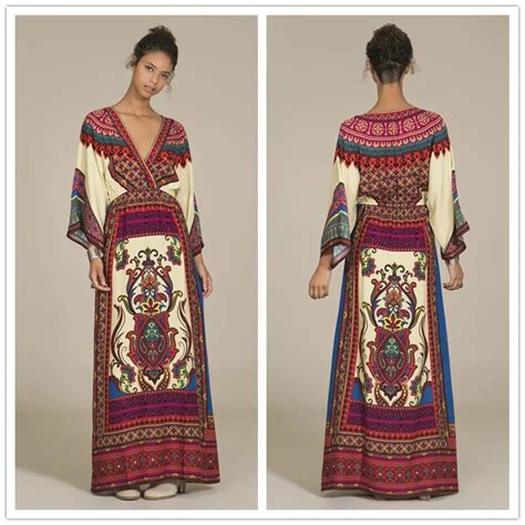 Summer Maxi Dress Boho Clothing Mexican Embroidered Dress Vintage