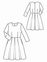 Dress Princess Burda Technical Drawing Patterns Drawings Fashion Seam Taffeta Line Pattern Flats Dresses Flat Sewing Templates Clothes sketch template