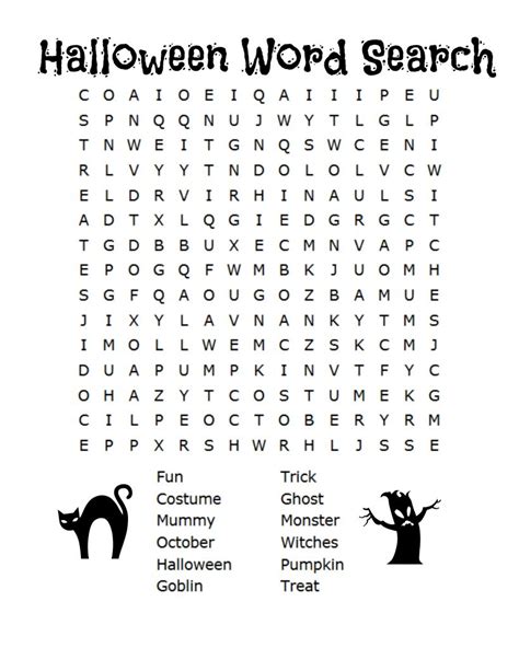 spooky halloween word searches kittybabylove  printable