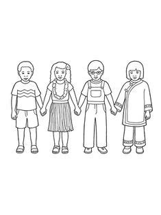 children holding hands coloring page coloring pages  kids children