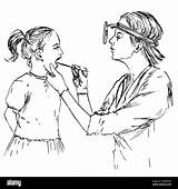 Examines Otolaryngologist Tonsils Drawn sketch template