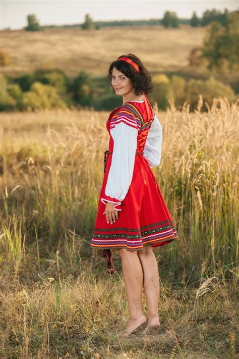Russian Red Costume Woman Sarafan Dance Attire Russian Etsy