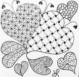 Zentangle Patterns Doodle Heart Hearts Pattern Drawing sketch template