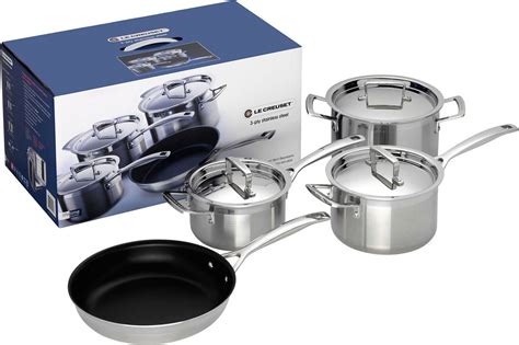 le creuset  ply stainless steel pc cookware set teddingtons australia