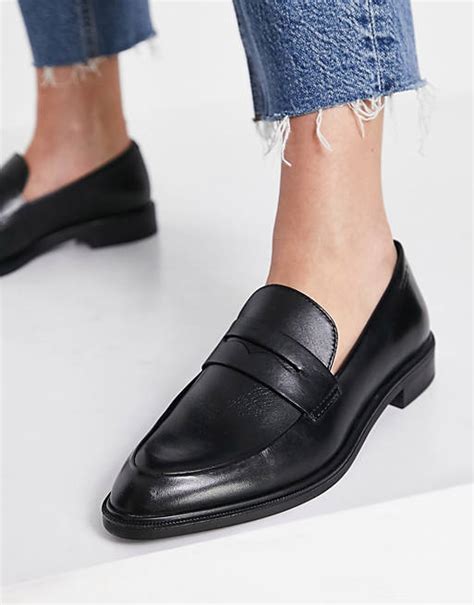 vagabond frances leather loafers  black asos