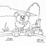 Bear Teddy Fishing Colouring Pages Coloring Sheets Print Printable Bears Printables sketch template