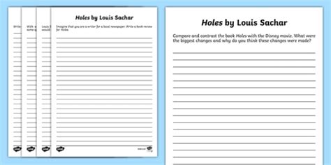 holes  louis sachar writing worksheet worksheet irish worksheet