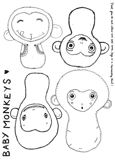 baby monkeys cutout  ruth evans art