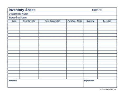 printable inventory list printable templates