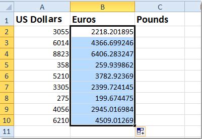 quickly convert  dollars pounds euros  excel