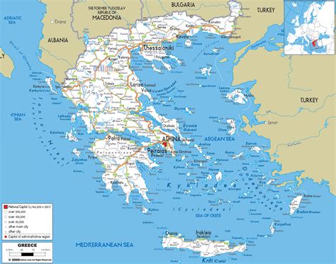 detailed clear large road map  greece ezilon maps