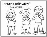 Coloring Prayer Pray Pages Bible Continually Activities Praying Children Preschool Jesus School Sunday Hands Colouring Kids Crafts Open Sheet Without sketch template