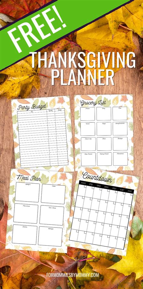 thanksgiving planner printable  mommies  mommy