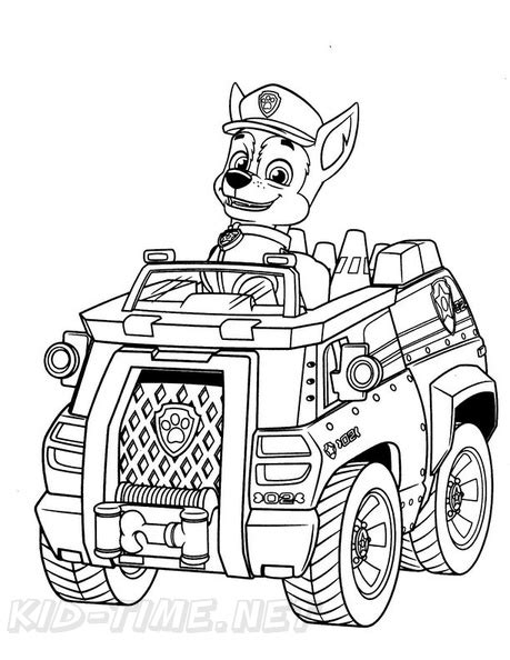 chase paw patrol coloring book page